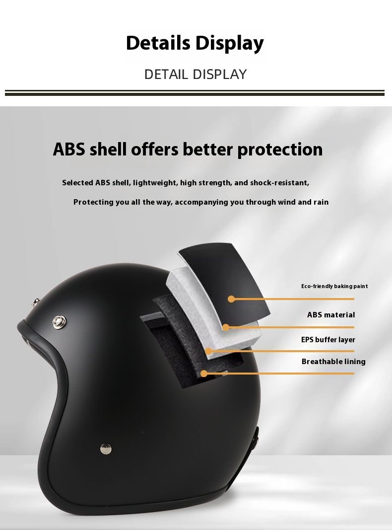 Retro Motorcycle Helmet 3/4 Open Face With Bluetooth & Interchangeable Goggles - ABS Lightweight Safety Helmet For Men & Women_autovado.com