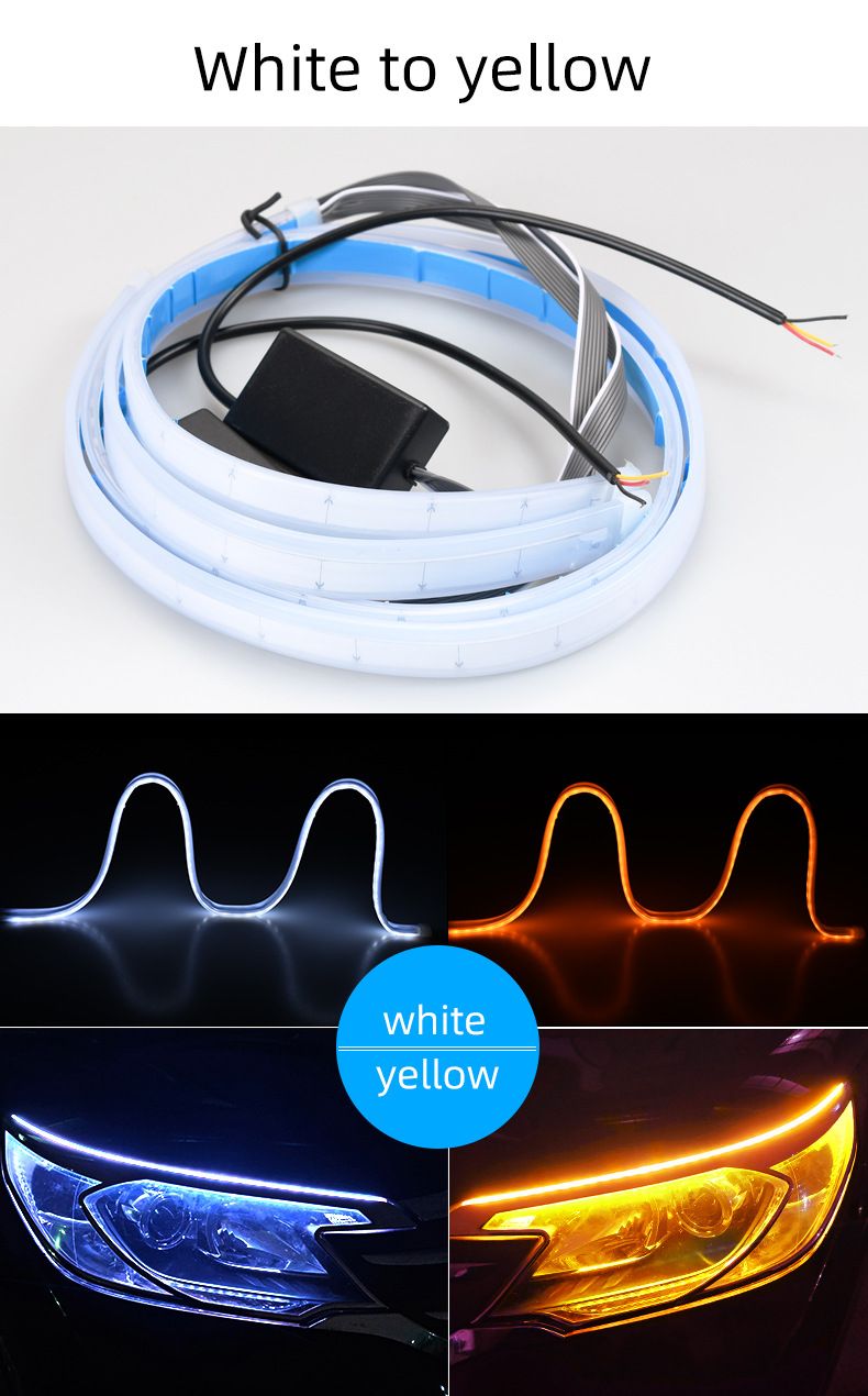 24V Dedicated Car Daytime Running Ultra-Thin Guide Strip Car-Specific White-Yellow Dual-Color Flowing Turn Signal Light_autovado.com