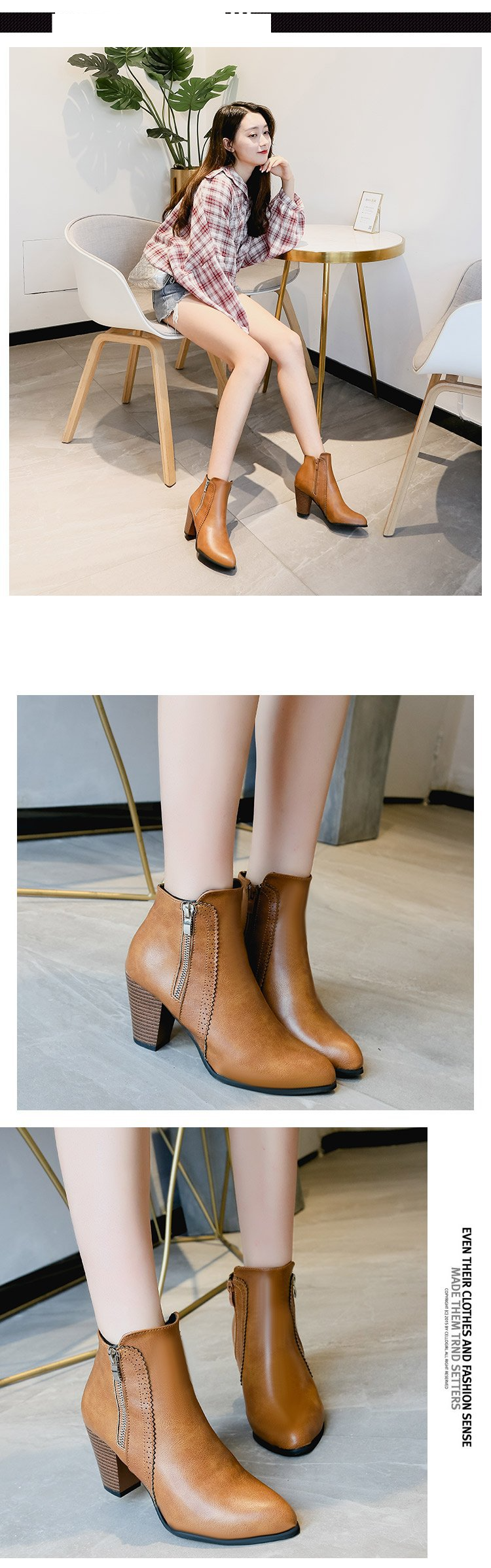 Vintage polished chunky heel high heel side zip Doc Martens plus size_autovado.com