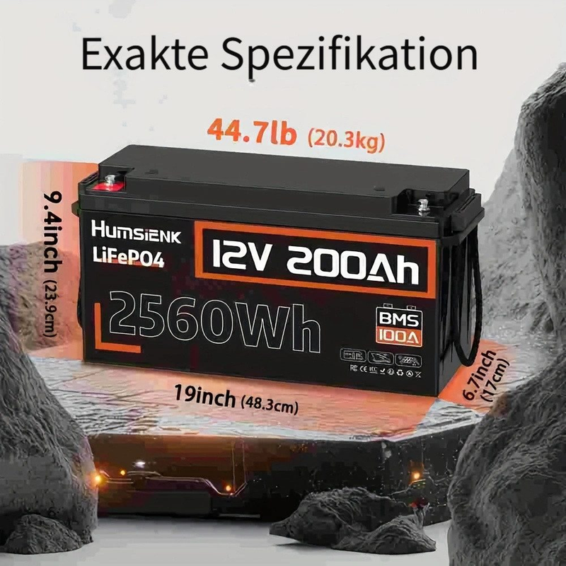 HumsiENK 12V 200Ah LiFePO4 Lithium Battery For Boat Trolling, 100A BMS Battery Pack,low Temperature Protection,solar Cells,energy Storage Power Supply_autovado.com