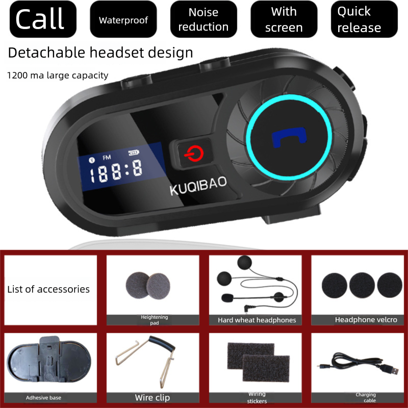 Cool Riding Treasure Bluetooth Headset Motorcycle With Screen Full And Half Helmet Long Battery Life Rider Waterproof_autovado.com