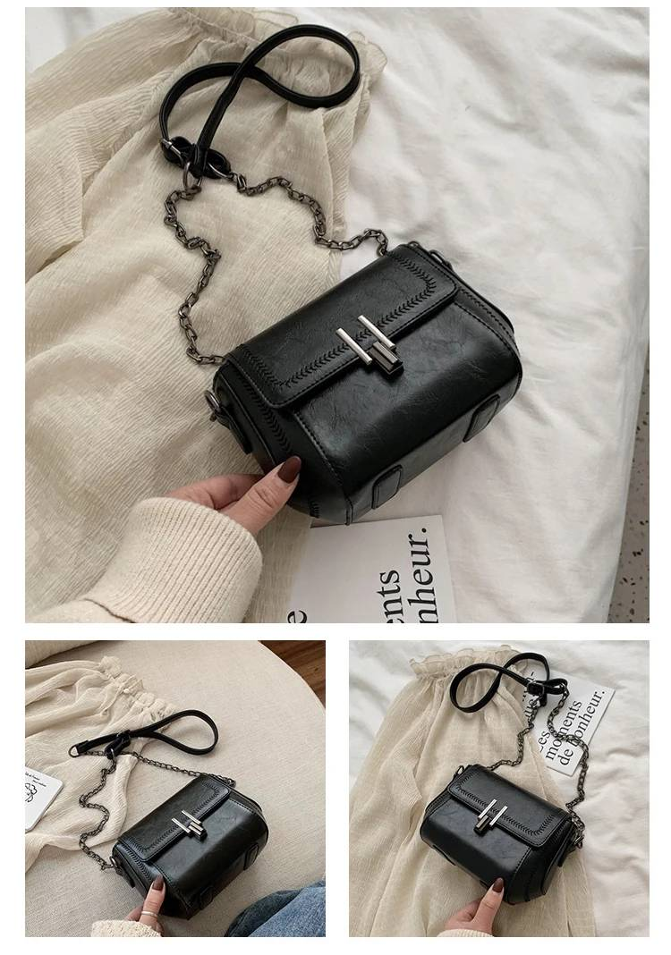 Vintage Trend Women's Crossbody Bag Chain Hasp Zipper PU Leather Square Shoulder Bags Chic Lady Versatile Pack_autovado.com