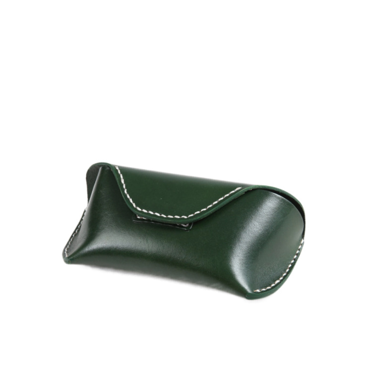 Unisex Leather glasses case cowhide sunglasses case high-grade vintage handmade glasses bag_autovado.com