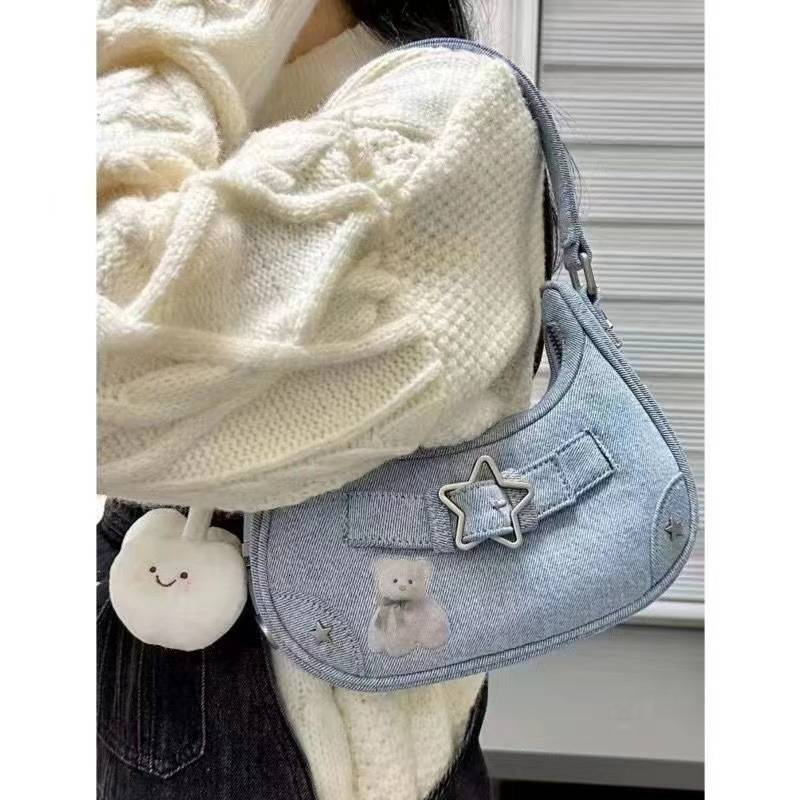 New Baguette Bag For Women Trendy Y2K Underarm Bag Popular PU Leather Star Clasp Shoulder Bag_autovado.com