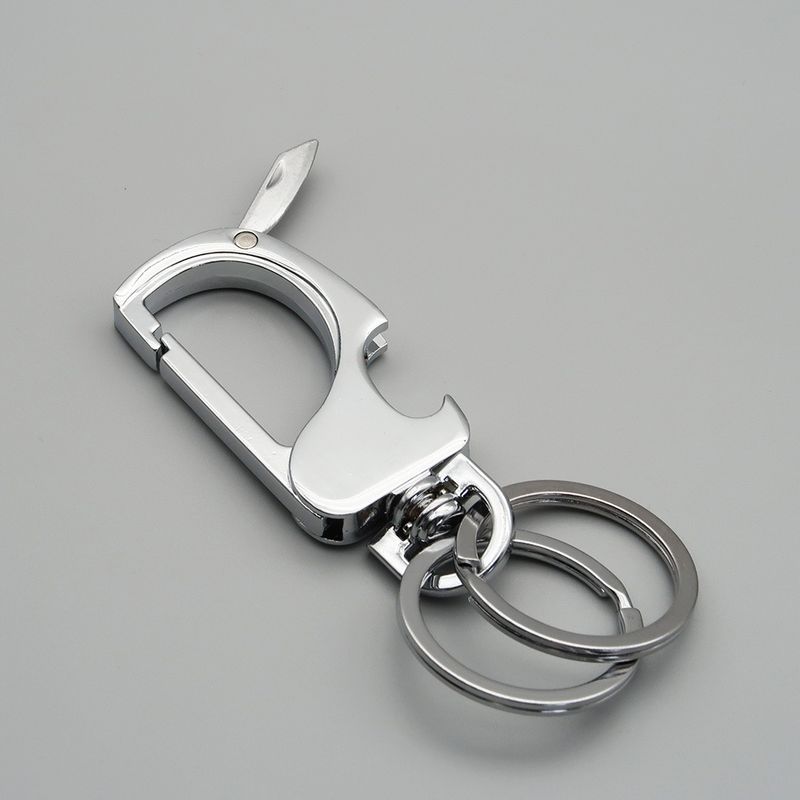 Multifunctional Creative Bottle Opener Knife Keychain Men's Business Waist Hanging Zinc Alloy Laser Engraved Key Ring_autovado.com