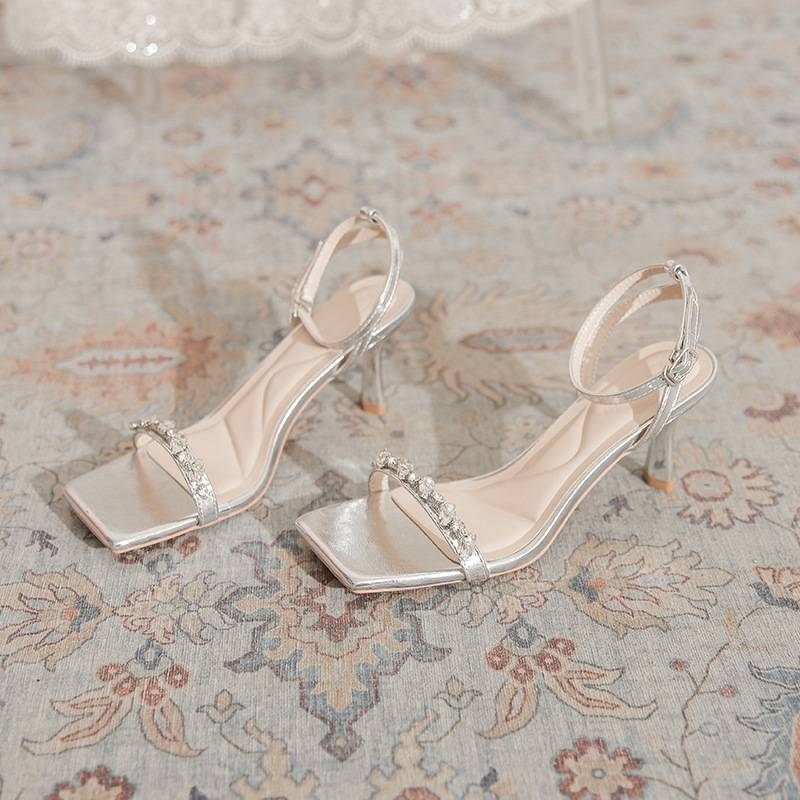 Woman Head Rhinestone Word With Fashion Summer High Heels Sandals For Women_autovado.com