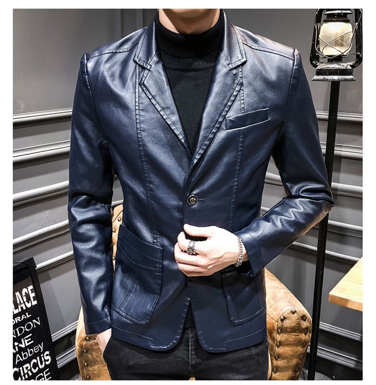 Men's Clothing Leather Suit Autumn New Casual Jacket Style Slim Lapel Leather Suit Leather Jacket Men's_autovado.com