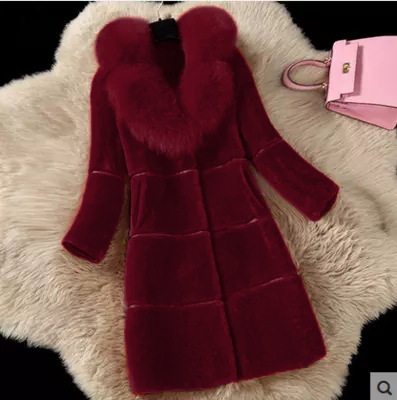 Women's Clothing Cashmere Splicing Fur One Medium Length Fox Fur Collar Coat Fur Coat_autovado.com