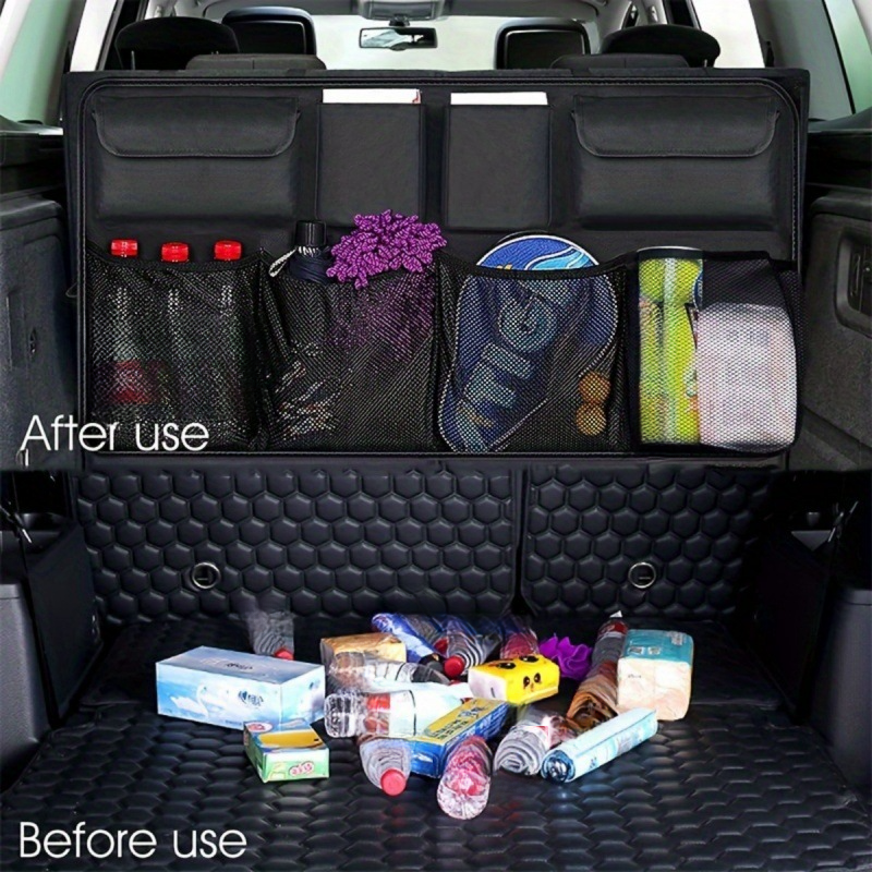 Multi Functional Rear Seat Back Hanging Bag, Car Foldable Miscellaneous Oxford Cloth Trunk Storage Bag_autovado.com