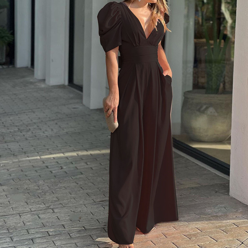 Women's fashion fashion elegant plus size wide leg jumpsuit_autovado.com