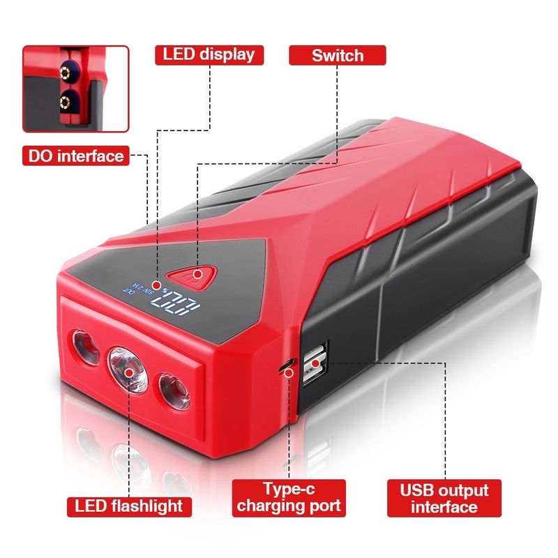 ✮XTITAN 298000mAh 5V 2A Jump Starter PowerBank Car Jumper Power Bank With Tire Pump☝_autovado.com