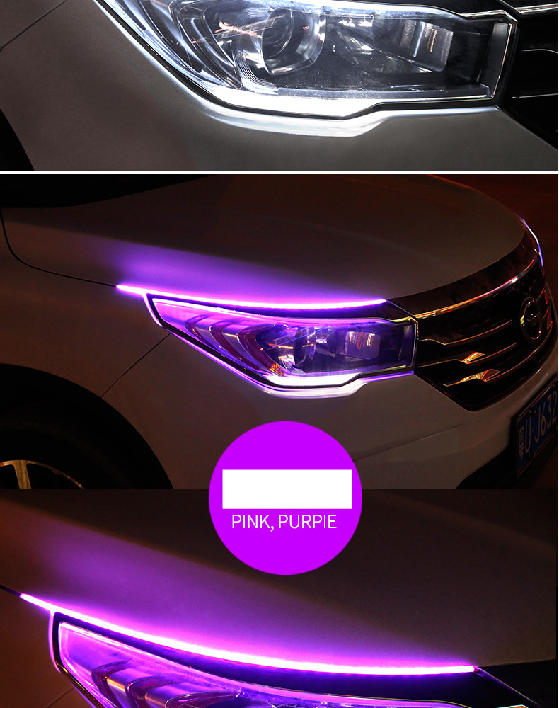 Daytime running light water turn light Universal Light guide strip car modification decorative light strip led super bright light strip_autovado.com