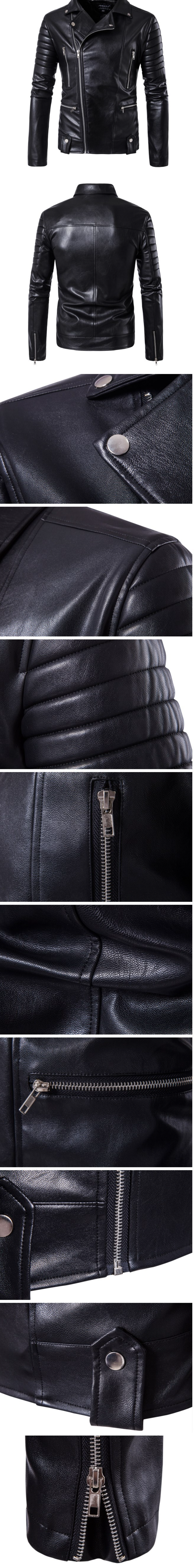 Men's Clothing New Men's Motorcycle Leather Jacket Multi zipper Men's Leather Jacket 1800 B003_autovado.com