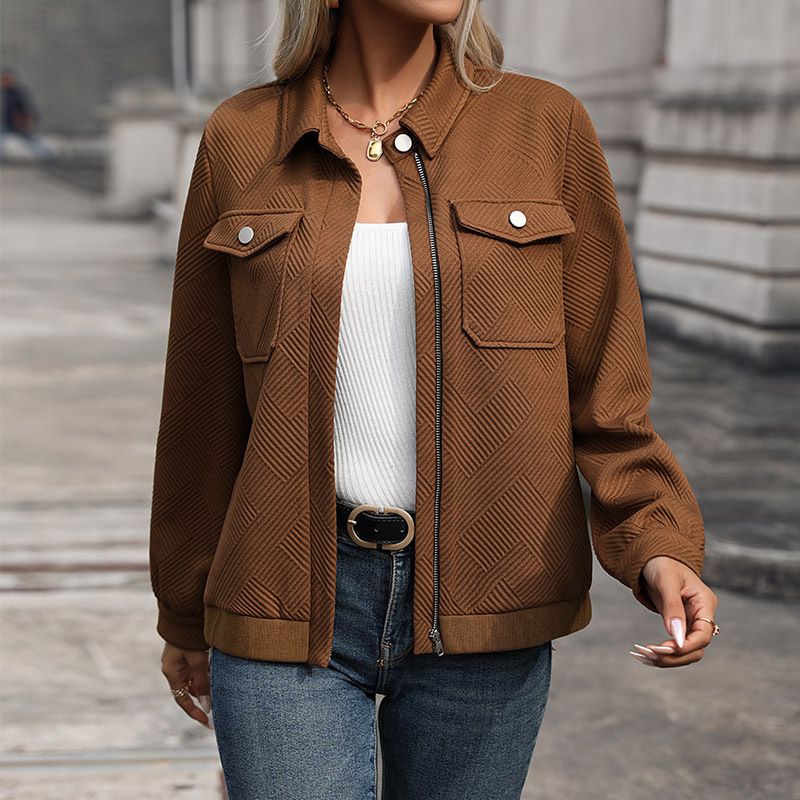 Women's Clothing lapel cardigan autumn new retro Maillard jacket coat_autovado.com