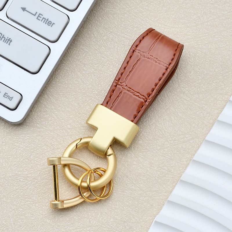 Simple Leather Bag Pendant Creative Horseshoe Buckle Leather Key Accessories New Fashion Leather Rope Car Key Chain_autovado.com