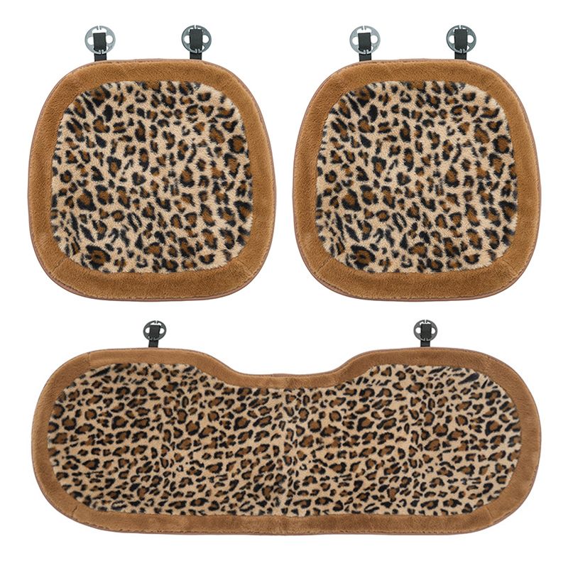 Fashion Print Car Soft Plush Leopard Steering Wheel Cover Winter Women Auto Interior Accessories Seat Pad_autovado.com