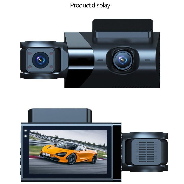 Driving recorder HD 1080P with WiFi with display three-recording three-lens car front car rear reversing image_autovado.com