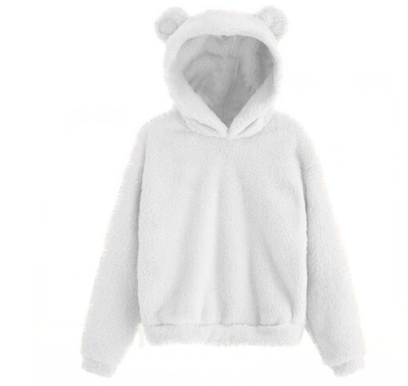 Women's Clothing autumn and winter new fluffy rabbit ears hooded warm sweater sweater_autovado.com