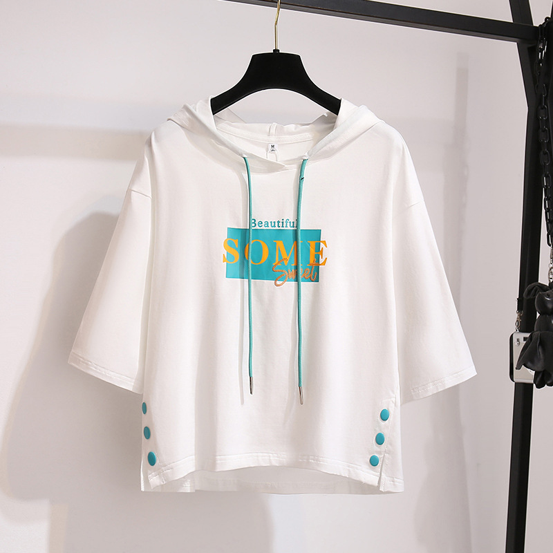 Women's Clothing 2023 Summer New Sun Protection Hooded Short Sleeve T shirt Female Student Clothes Female Loose Tops Women's Clothing Wholesale_autovado.com