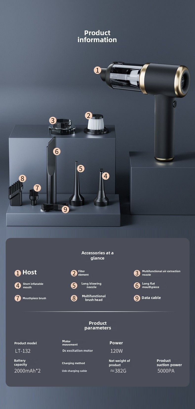 Car vacuum cleaner suction and blowing integrated wireless large suction vacuum cleaner charging car household electric dust blower_autovado.com