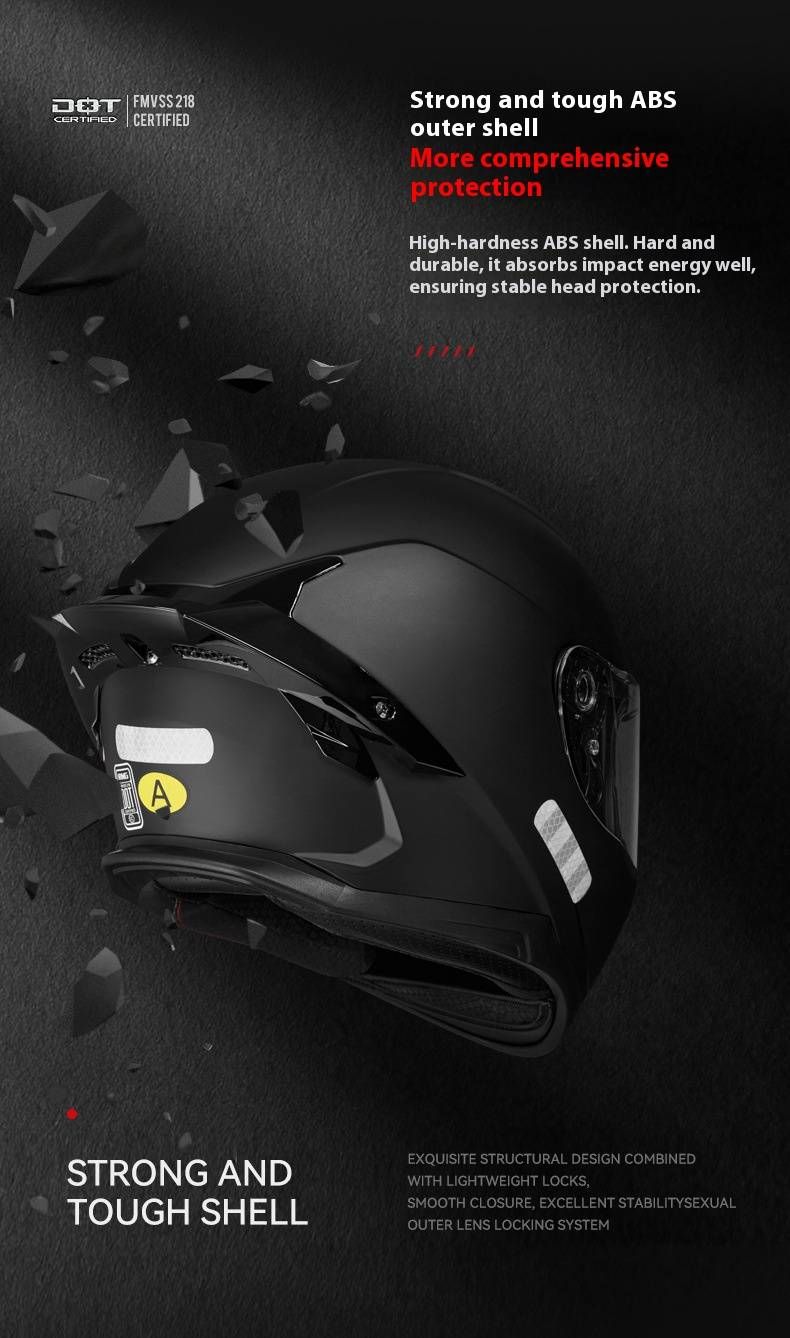 DOT Certified Motorcycle Helmet With Dual Visor & Bluetooth – Full Face ABS Helmet For Men & Women – UV Protection & Aerodynamic Design_autovado.com