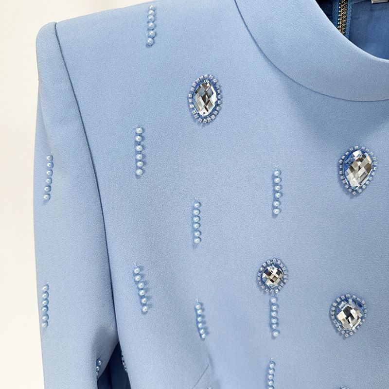 Women's Clothing celebrity fashion new heavy beaded diamond short top skirt suit two piece suit_autovado.com