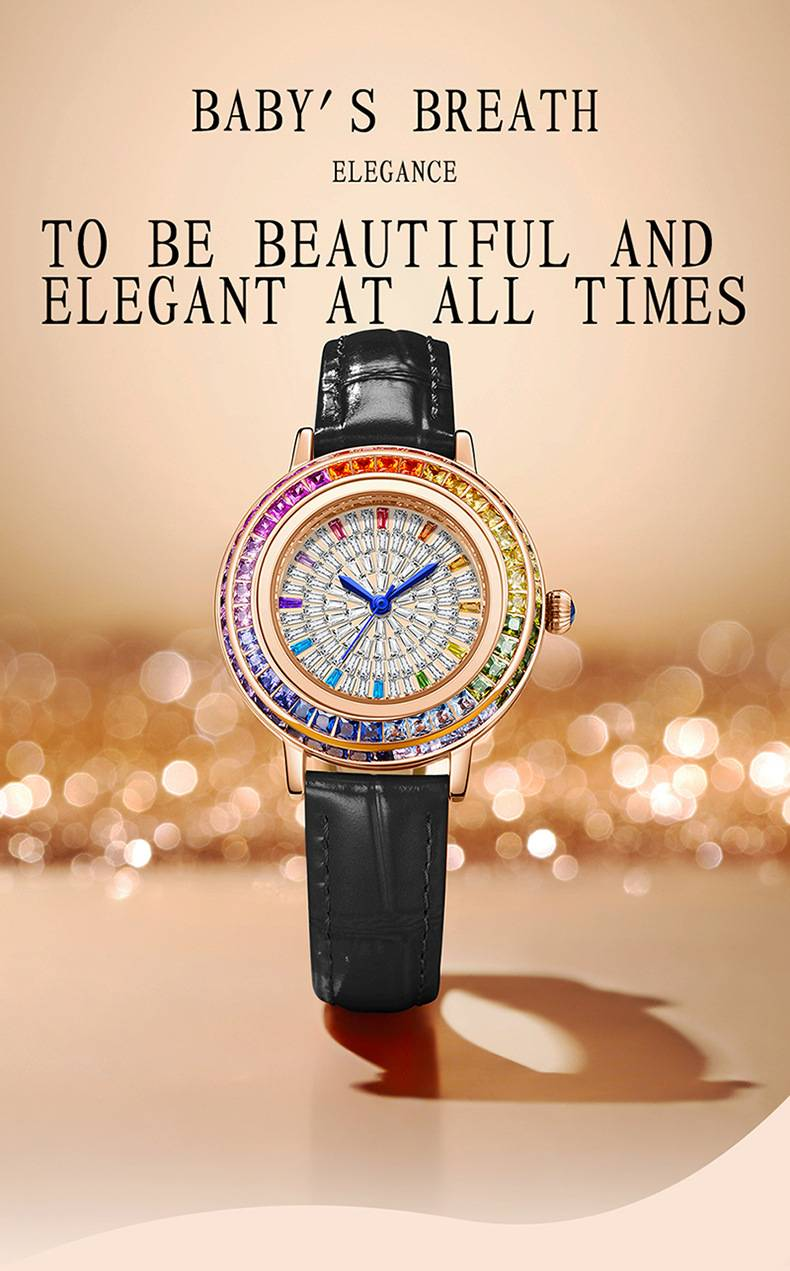 Ladies high-end crystal jewelry with diamond inlaid quartz watch, light luxury dress jewelry watch_autovado.com