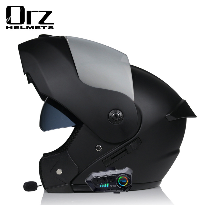 Motorcycle Accessories & Parts Bluetooth Helmet Men's and Women's Flip Up Helmet Personality Cool Double Lens Summer Internet Celebrity Hat_autovado.com
