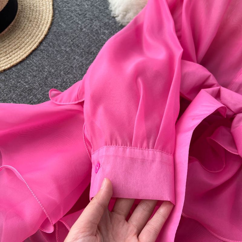 Women's clothing chic tops for women autumn new ruffled western style advanced design bow tie niche_autovado.com