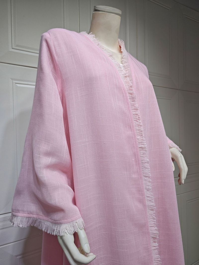 Women's Clothing Middle Eastern solid color modest long skirt modern fashion cotton and linen cardigan outer cloak Muslim abaya_autovado.com