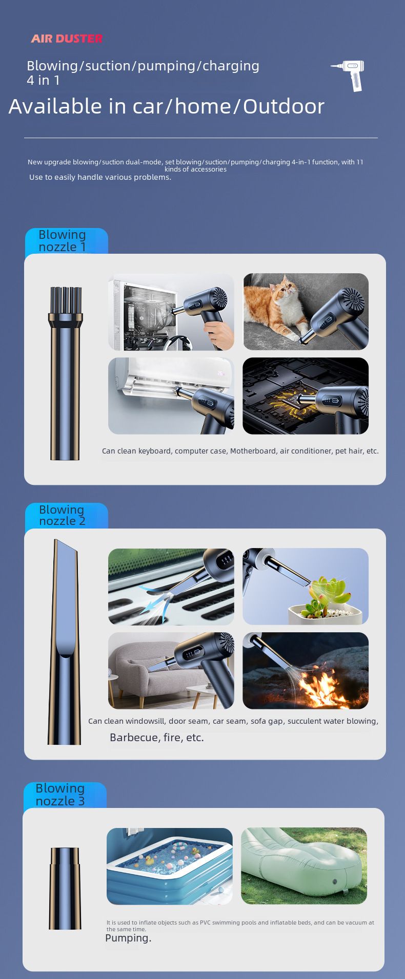 New dust blower blowing and suction integrated handheld high power 50000RPM portable vacuum cleaner for car with digital display_autovado.com