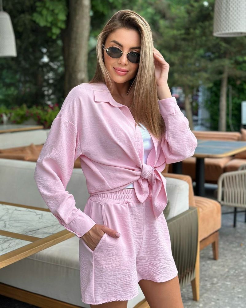 Women's Clothing ladies long-sleeved shorts loose casual women's clothing two-piece suit_autovado.com