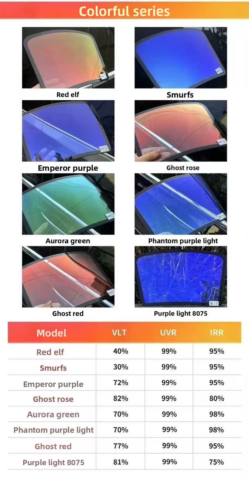 Rose Ghost Red Colorful High Insulation Solar Explosion-proof Sunscreen Up To 99% Car Nano Film_autovado.com