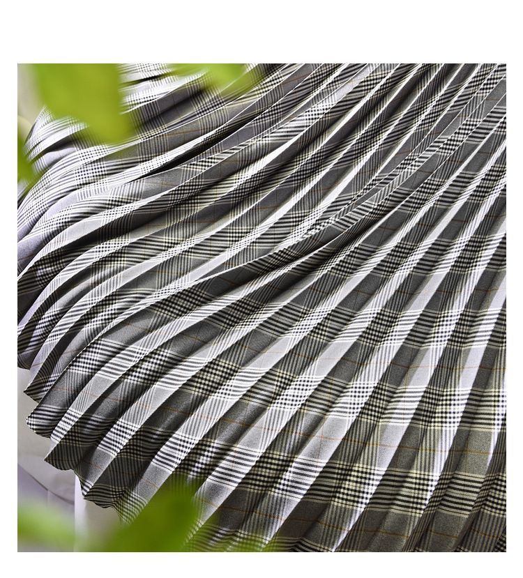 Women's Clothing Chic temperament slim plus size pleated skirt autumn and winter new high waist A line skirt women's medium and long_autovado.com
