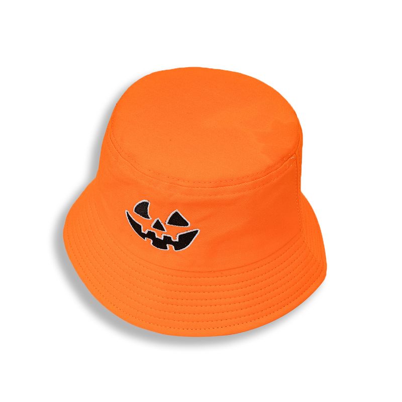 Hot Sale Pumpkin Color Grie Embroidery Bucket Hats Women Men Halloween Party Bob Hip Hop Fisherman Hat Simple Orange White Panama_autovado.com