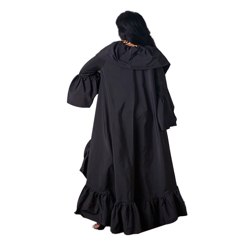 Women's Clothing new women's long windbreaker autumn new solid color ruffled shawl coat_autovado.com