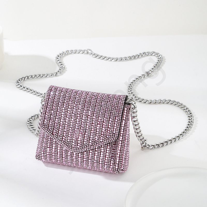 rhinestone glass small square bag mouth red envelope coin purse BlingBling multi-color women's crossbody bag_autovado.com