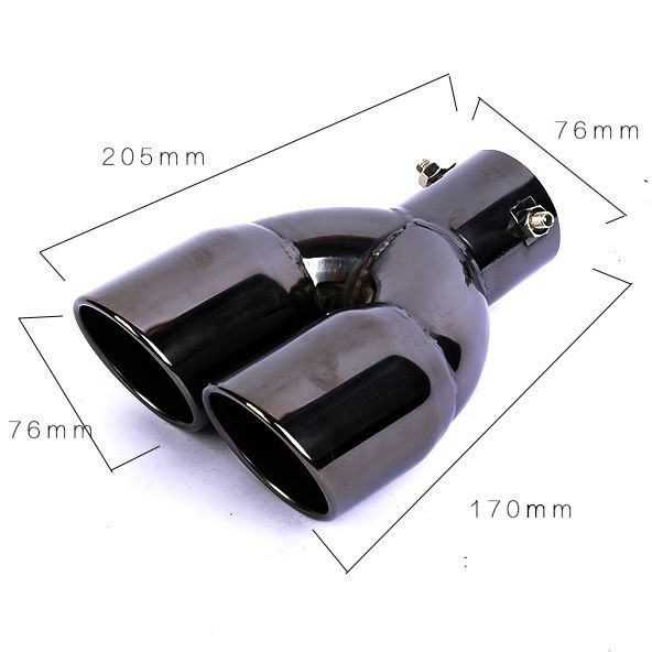 Cross-Border 76 Inclined Row Curved Double Outlet 63 Straight Plated Tail Pipe Thickened Stainless Steel Muffler Car_autovado.com