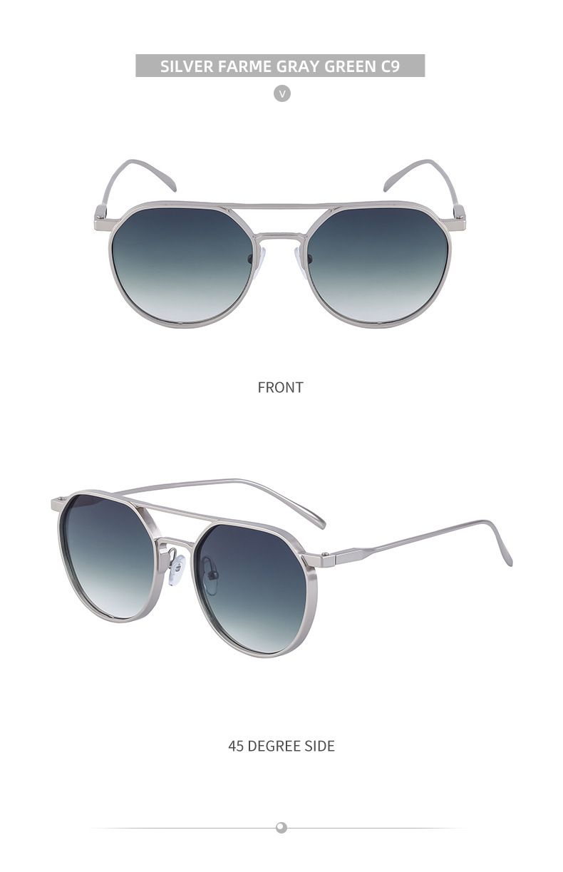 Unisex Vintage round frame sunglasses for men metal double beam driving sunglasses for men_autovado.com