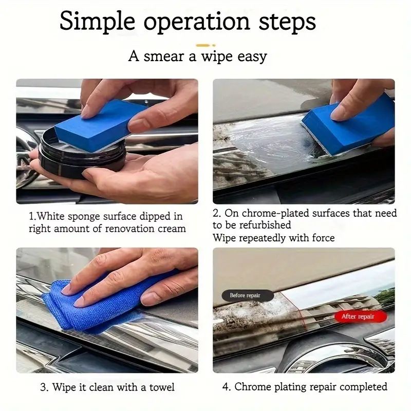 Ryekew Car Door And Window Metal Polishing Bright Strip Paste Chrome Parts Repair Refurbishment Agent_autovado.com