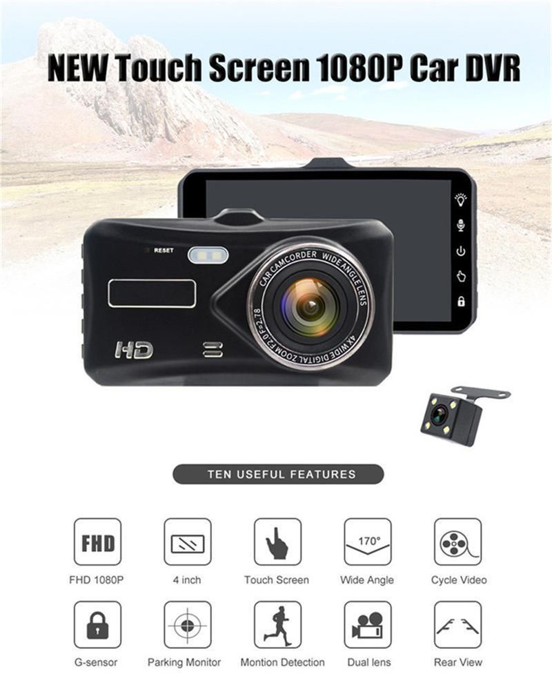 4-inch touch screen driving recorder 1080P front and rear double recording zinc alloy shell in stock hidden mirror_autovado.com