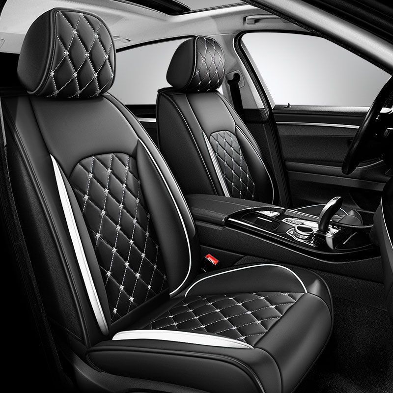 New Crown All-inclusive Full Leather Diamond Four Seasons Car Cushion Four Seasons Universal Dog Head Cartoon Car Seat Cover_autovado.com