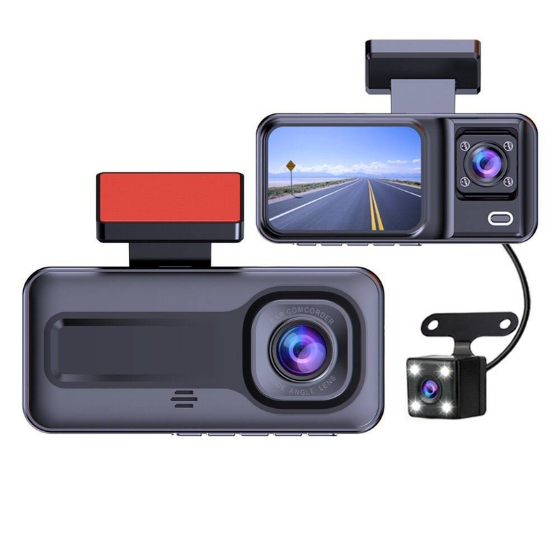 Infrared night vision driving recorder HD 1080 three-lens reversing visual Three-recording sticky car recorder_autovado.com
