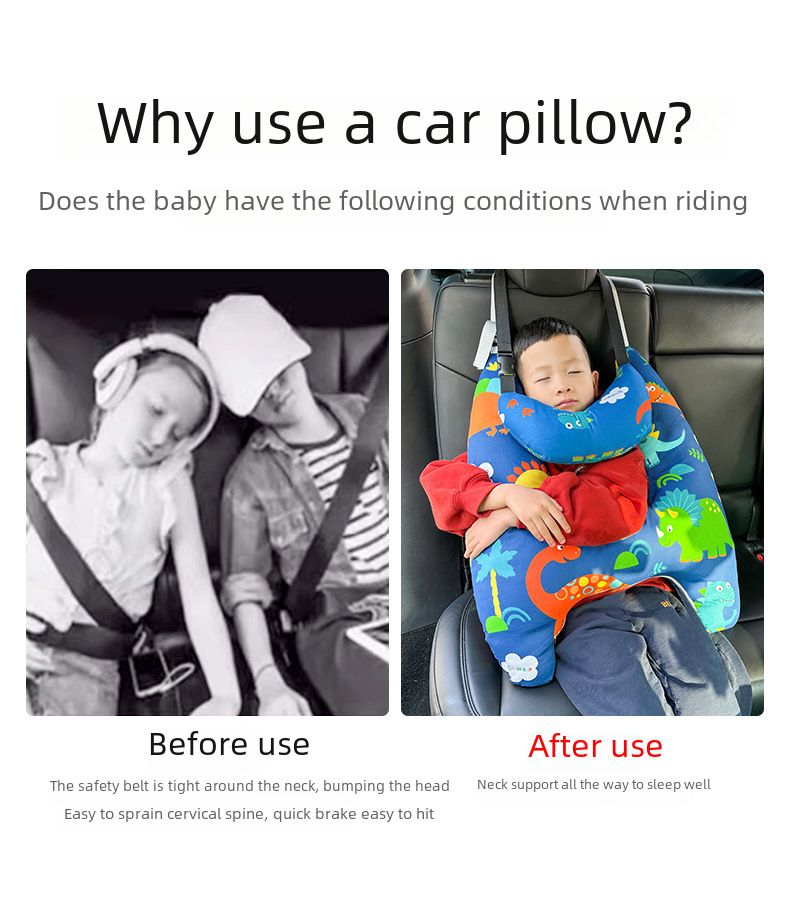 Car sleeping pillow pillow dual-purpose breathable car adult adult children washing pillow car supplies head support_autovado.com