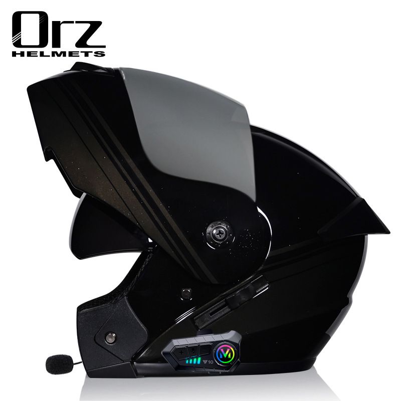 Motorcycle Accessories & Parts Bluetooth Helmet Men's and Women's Flip Up Helmet Personality Cool Double Lens Summer Internet Celebrity Hat_autovado.com