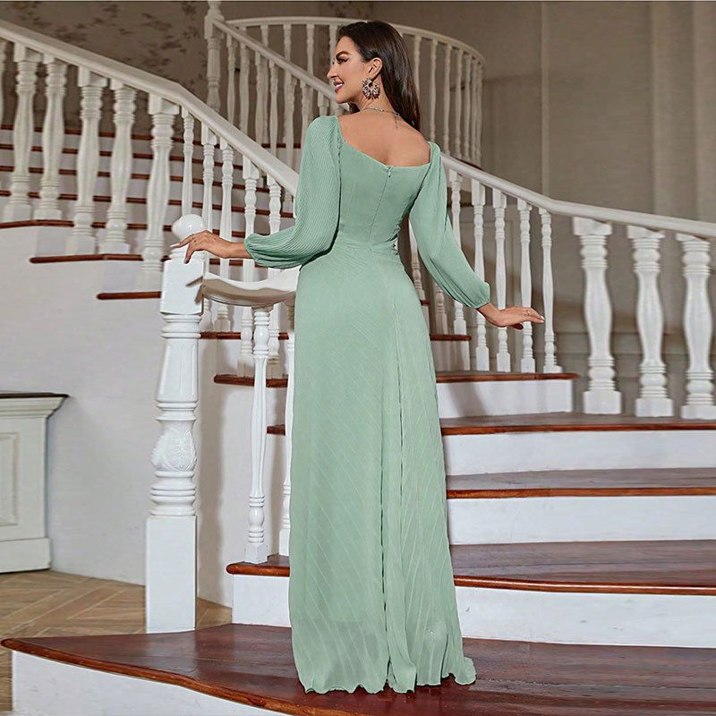 Women's fashion autumn new dress temperament chiffon banquet long skirt evening dress_autovado.com