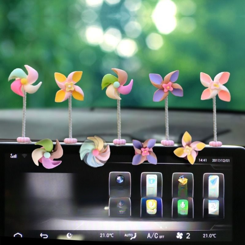 Car mounted new windmill rotating gyroscope creative decoration small ornaments, center console car interior_autovado.com
