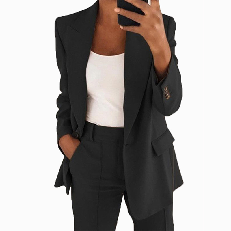 Women's Fashion Lapel Cardigan Temperament Suit Jacket Pants Suit_autovado.com