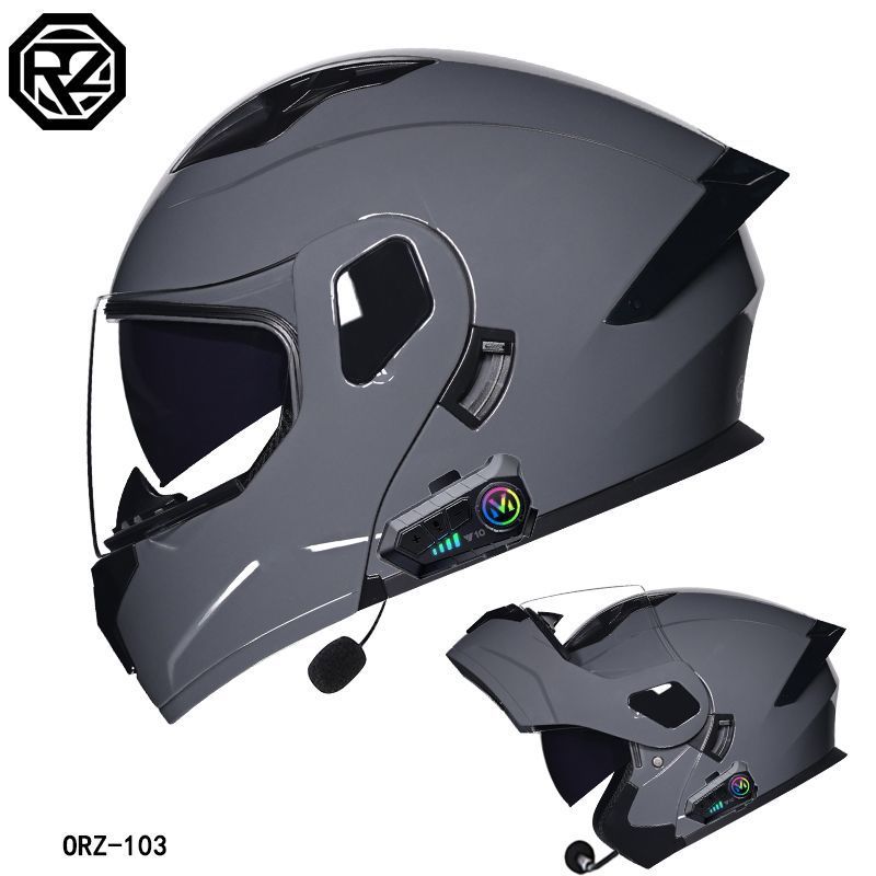 Motorcycle Accessories & Parts flip up helmet double lens helmet men and women Bluetooth full helmet half helmet four seasons tail wing large size_autovado.com