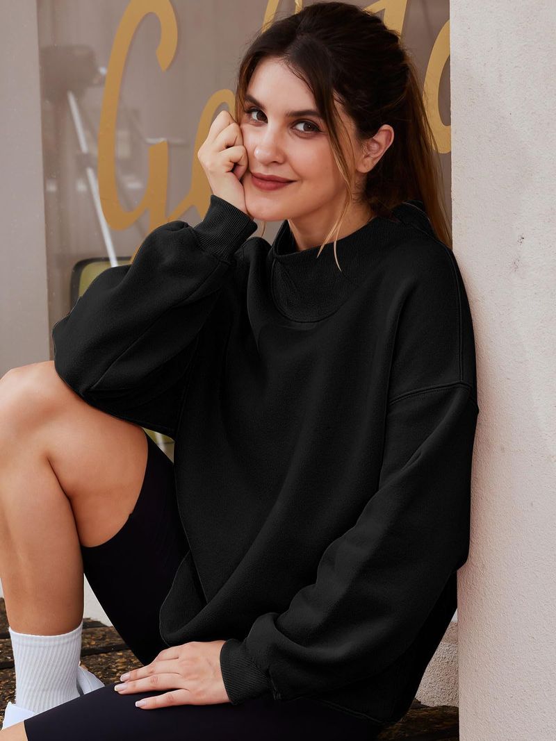 Women's sweatshirt long sleeve turtleneck pullover sweatshirt casual sweatshirt fleece top_autovado.com